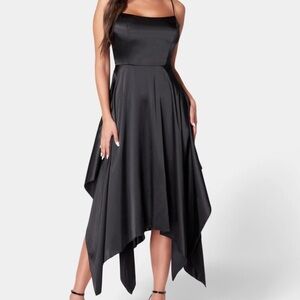 Bebe Black Asymmetrical Strapless Maxi Dress